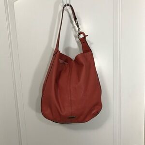 Coach Avery Hobo Coral Pebbled Leather Large Shoulder Bag EUC